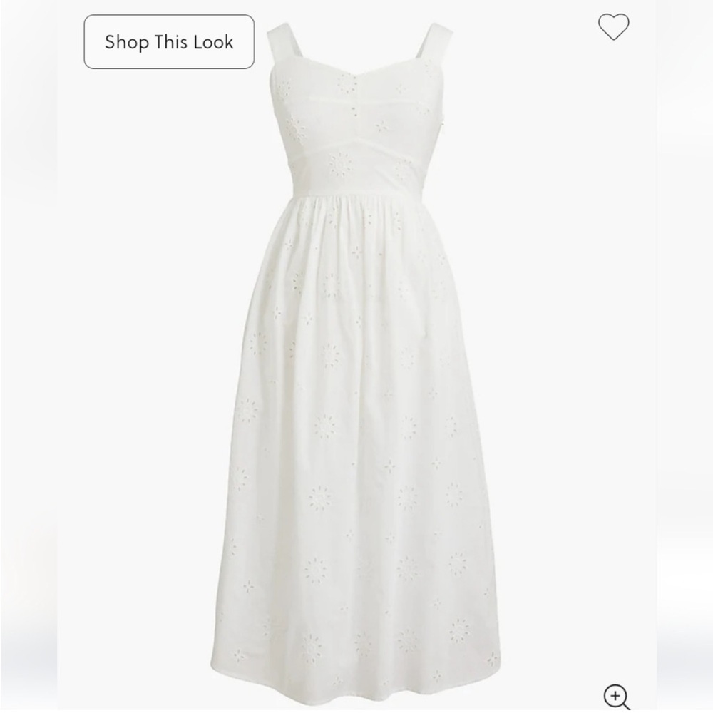J Crew Factory White Eyelet Midi Dress